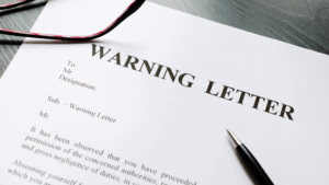 Zoomed in image of a warning letter.